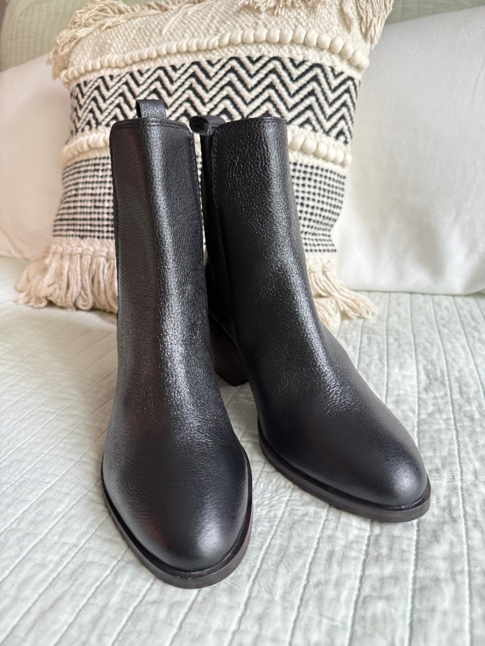 New Dune London Leather Chelsea Ankle Boots Black Women's Size 8 / EU 39